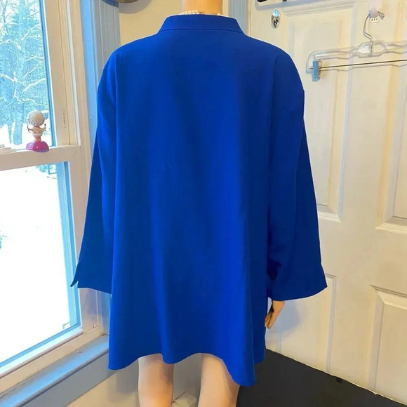 Susan Graver Style 1/4 Sleeves Button Up Blue Blouse Jacket Women Plus Size 3X - Picture 6 of 6